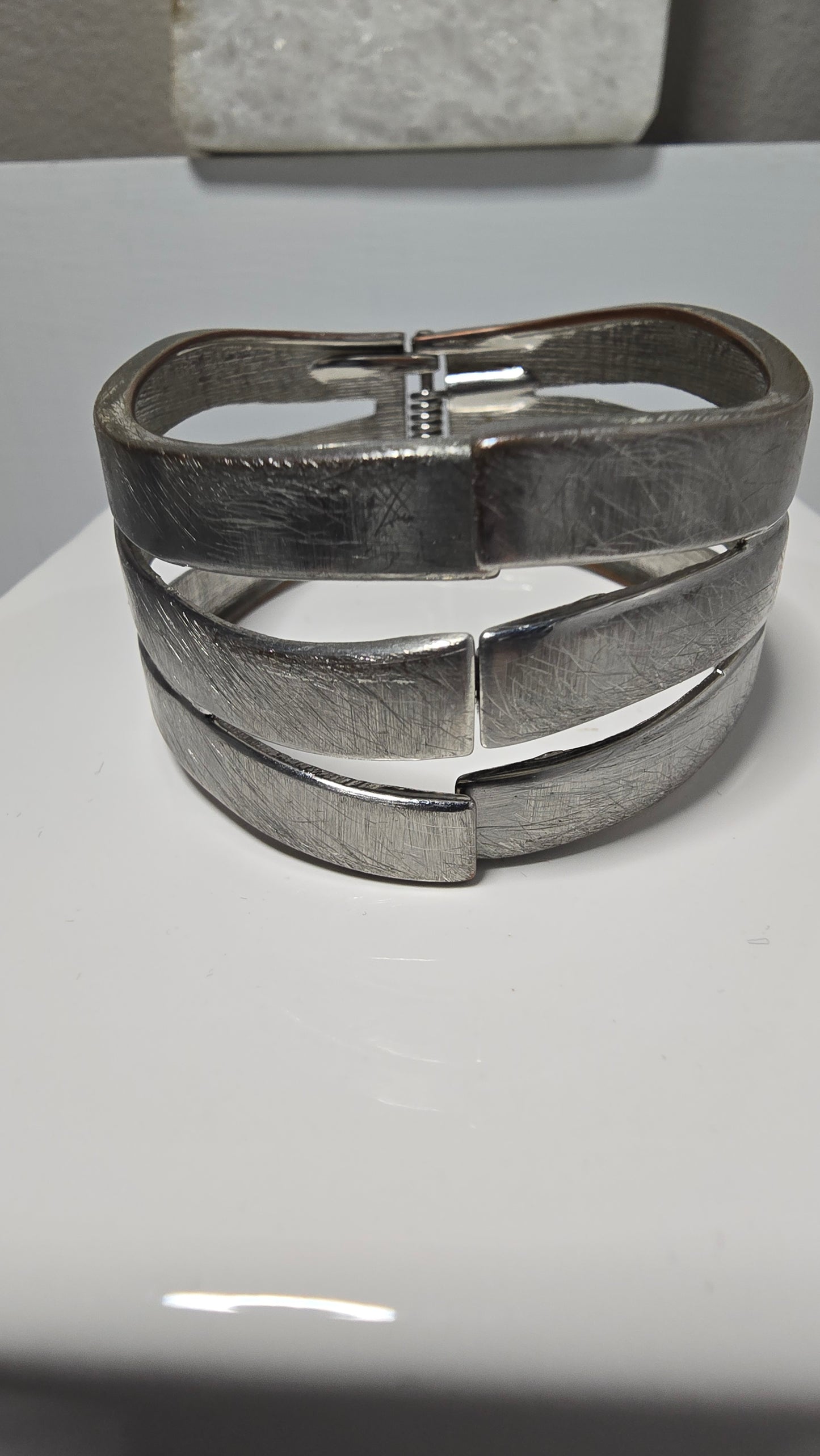 Silver Tone Multi-Band Cuff Bracelet - Women's Accessories