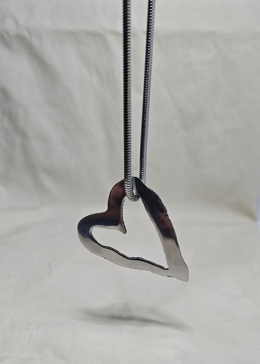 Silver Heart Cutout Pendant Necklace - Women Jewelry