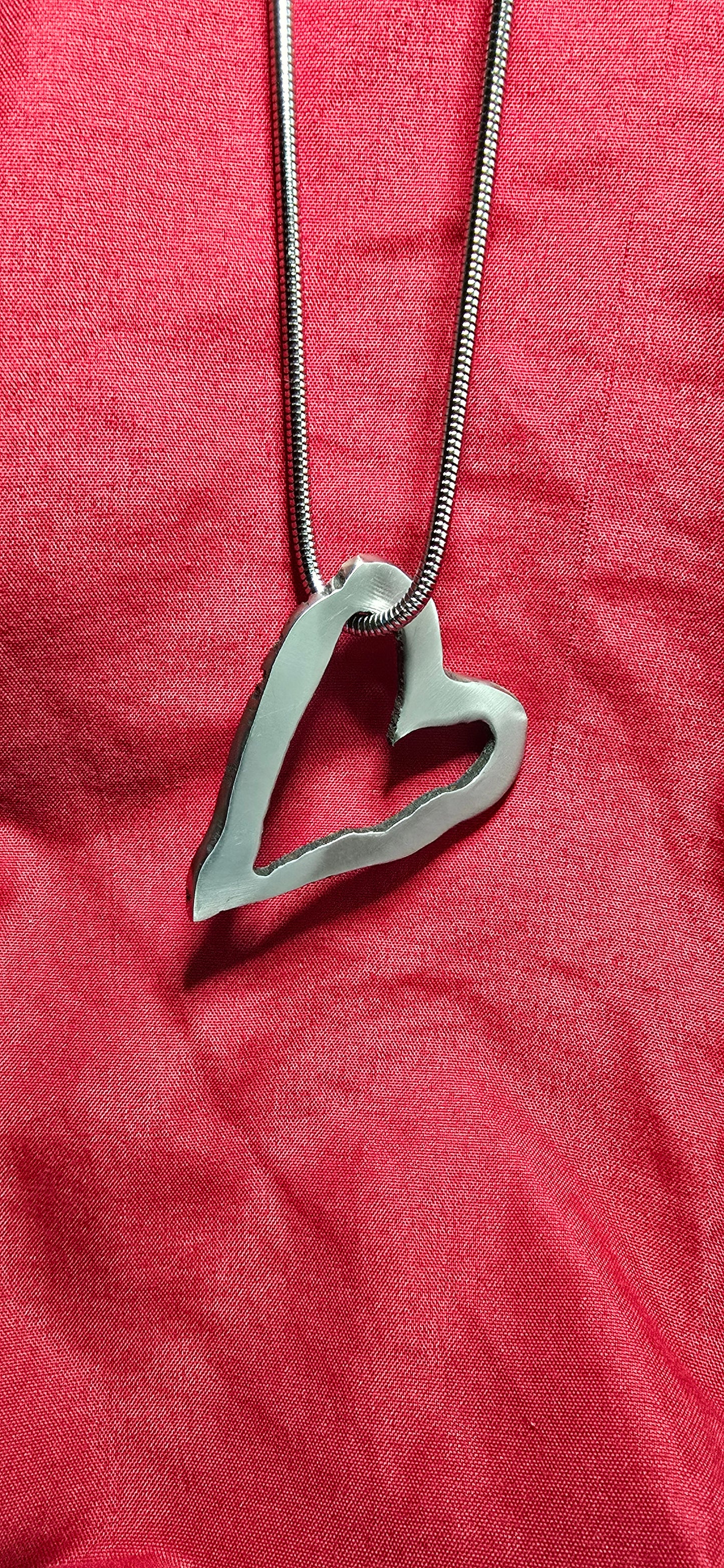 Silver Heart Cutout Pendant Necklace - Women Jewelry