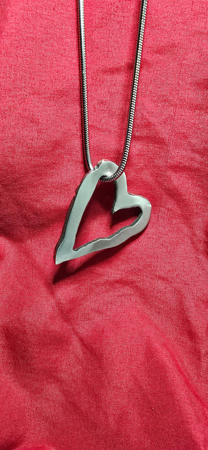 Silver Heart Cutout Pendant Necklace - Women Jewelry
