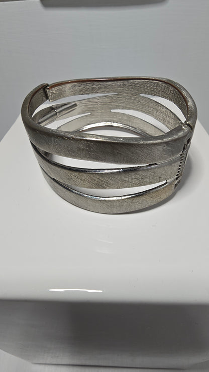 Silver Tone Multi-Band Cuff Bracelet - Women's Accessories