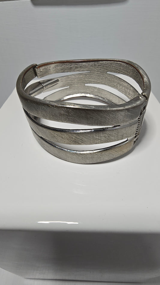 Silver Tone Multi-Band Cuff Bracelet - Women's Accessories