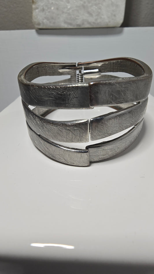 Silver Tone Multi-Band Cuff Bracelet - Women's Accessories