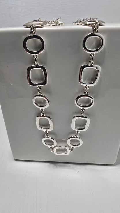 Liz Claiborne Silver-Tone Geometric Chain Necklace