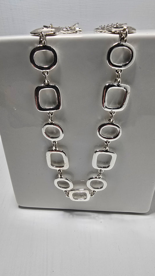 Liz Claiborne Silver-Tone Geometric Chain Necklace