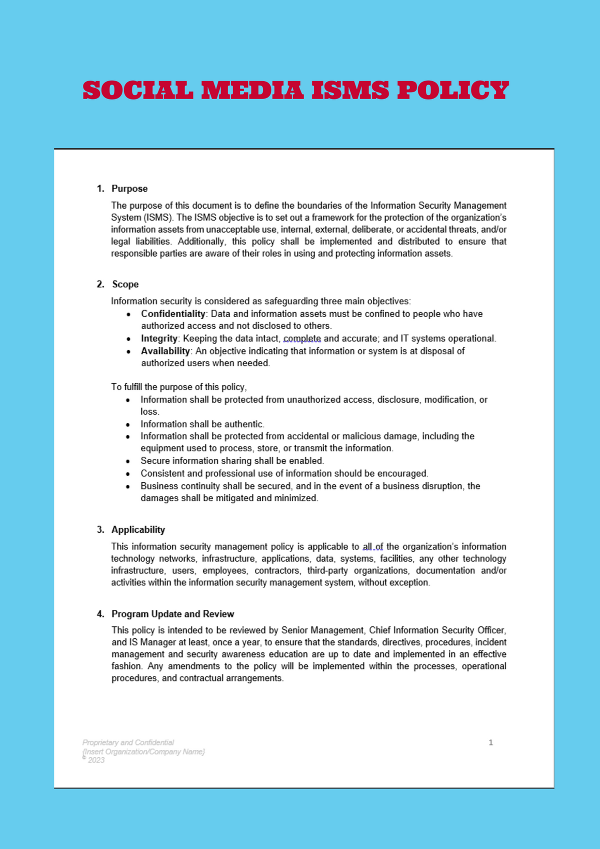 Isms Policy Example Social Media Information Security Management System (ISMS) Policy Temp ...