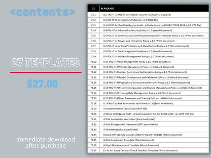 AI Compliance & Risk Management Digital Templates Package