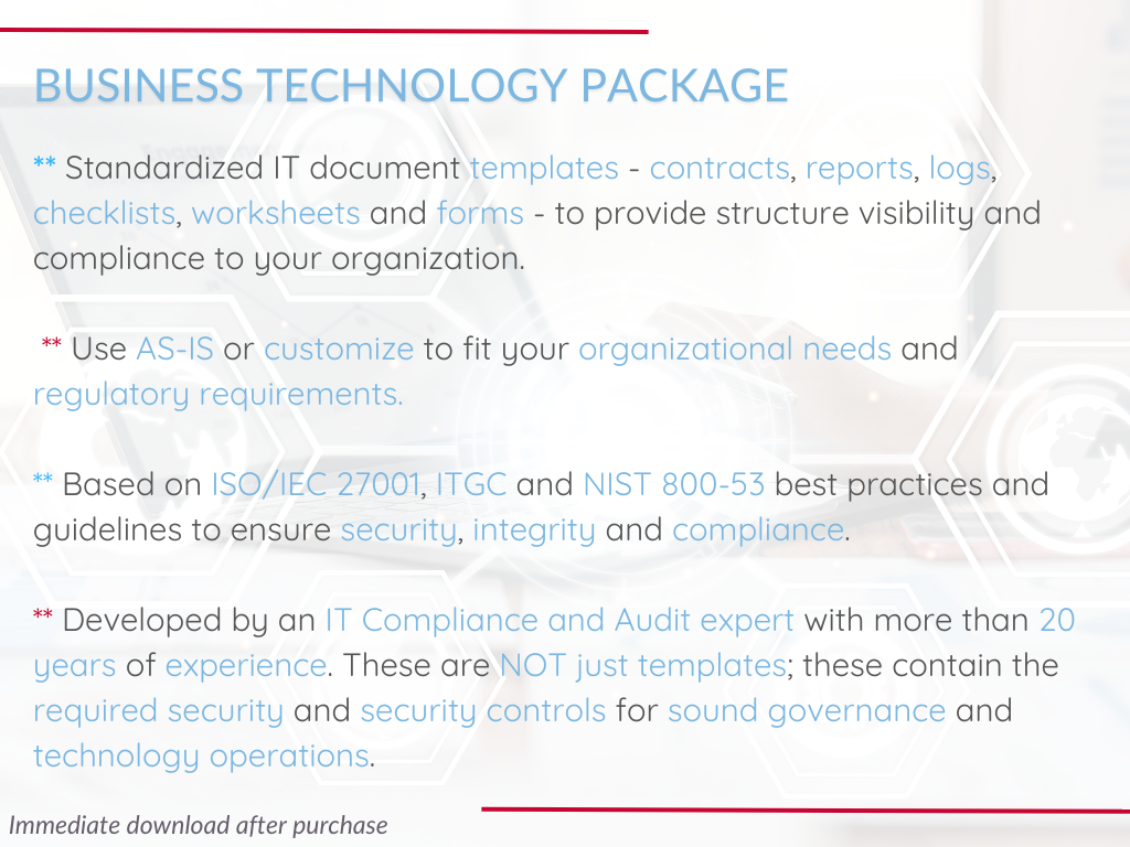 IT Document Templates Package – Contracts, Reports, Logs, Checklists & More