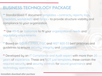 IT Document Templates Package – Contracts, Reports, Logs, Checklists & More