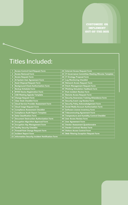 IT Forms Templates for Secure Operations - Developed by Auditor