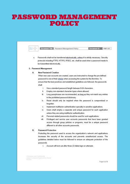 Password Management Policy Template