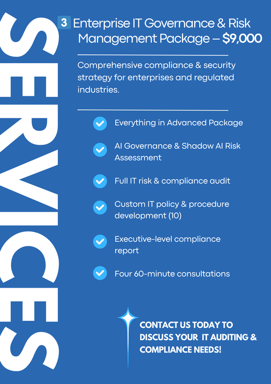3️⃣ Enterprise IT Governance & Risk Management – $9,000
