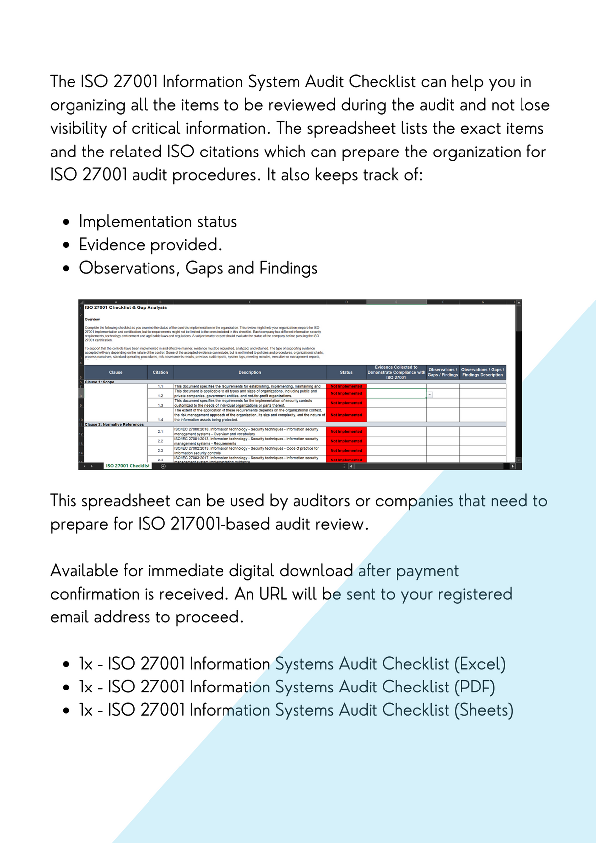 ISO 27001 IT Audit Checklist – Esquina 27